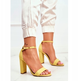 FW1 Women's Sandals On Heel Suede Yellow Anastasie 2