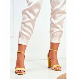 FW1 Women's Sandals On Heel Suede Yellow Anastasie 1