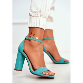 ADY Women's Sandals On Heel Suede Green Anastasie 2
