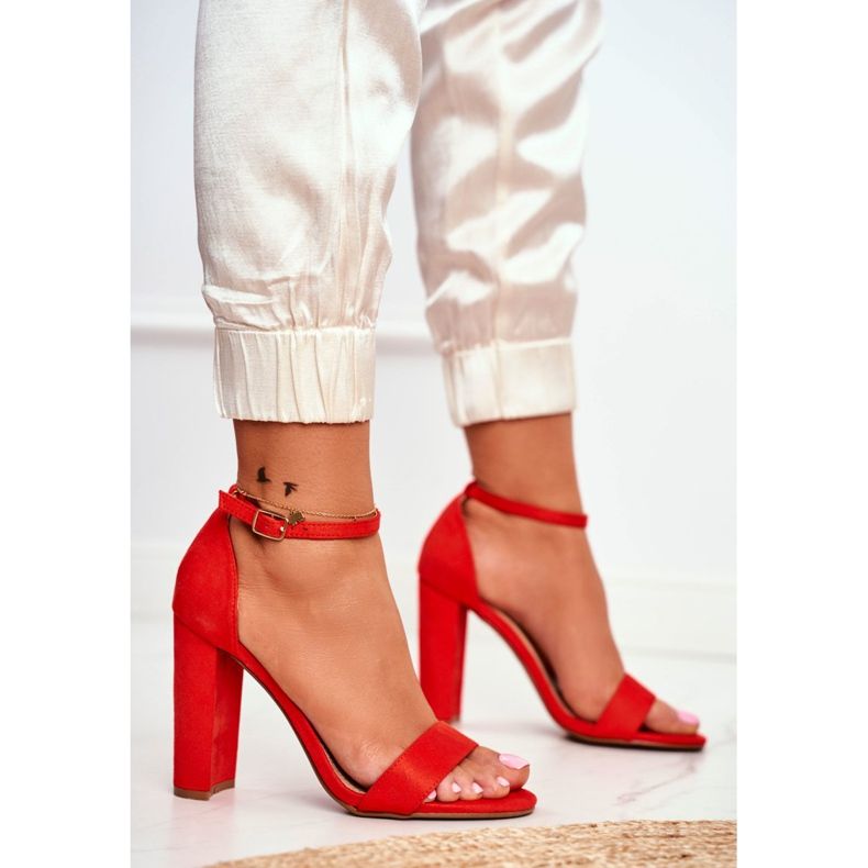 FW1 Women's Sandals On Heel Suede Orange Anastasie 2