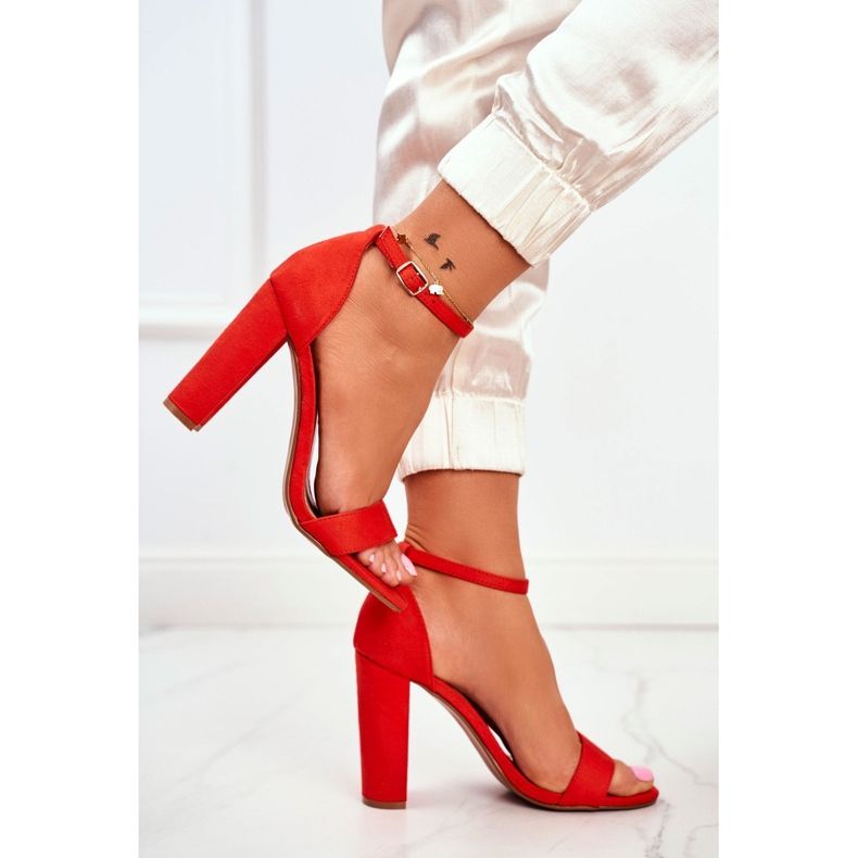 FW1 Women's Sandals On Heel Suede Orange Anastasie 1