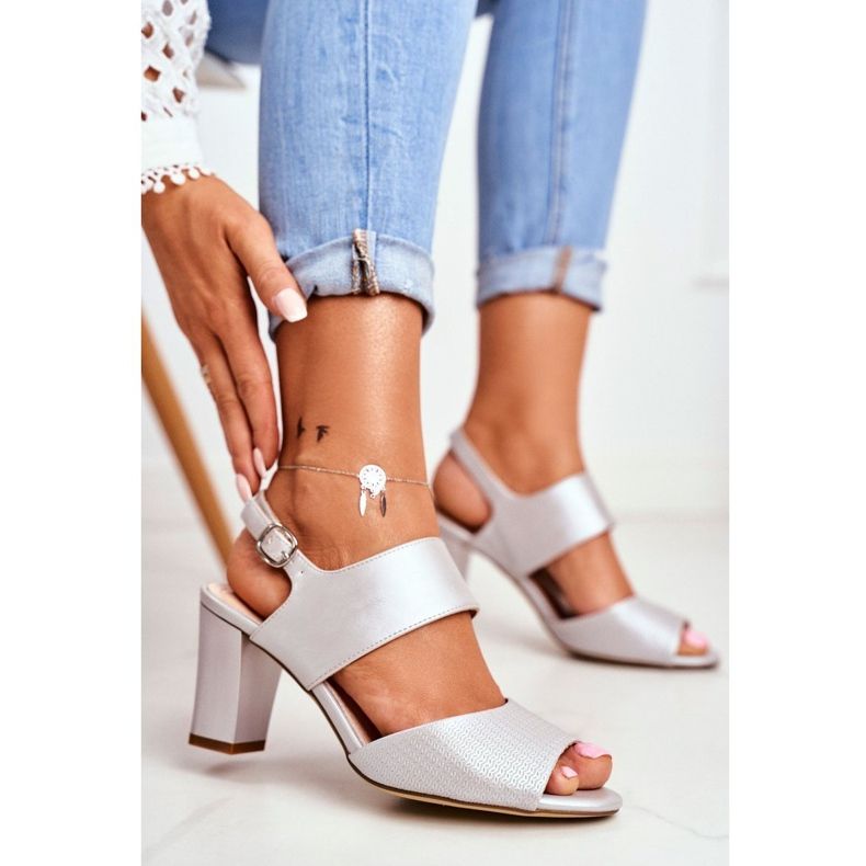 Women's Sandals On High Heel Sergio Leone Silver SK778 brown multicolored grey 1