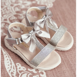 FRROCK Children's Sandals With Velcro For Girls Silver Bella grey 1