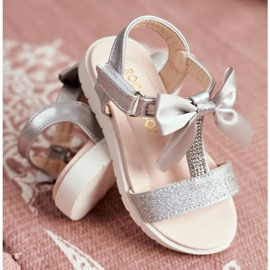 FRROCK Children's Sandals With Velcro For Girls Silver Bella grey 2