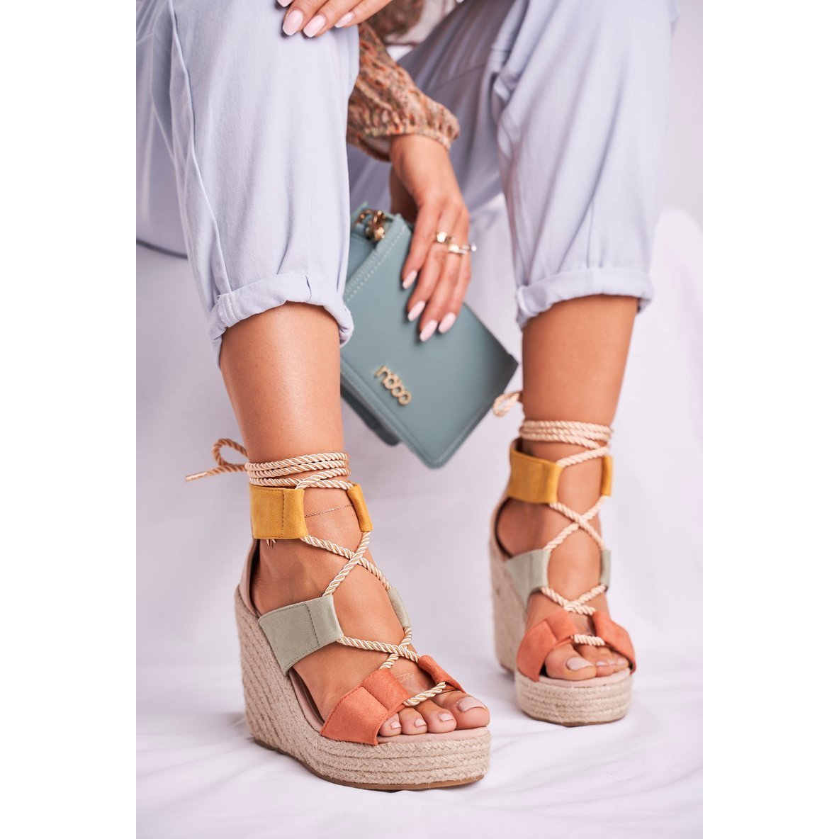 Bellucci Women s Sandals On Wedge Espadrilles Colorful Beautiful One brown multicolored