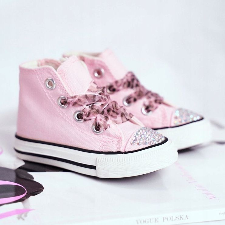 FRROCK Children's Sneakers High Pink Rhinestones Smile 1 FRROCK Children's Sneakers High Pink Rhinestones Smile 1