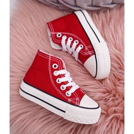 FRROCK Children's Classic High Sneakers With A Zipper Red Filemon 2