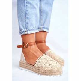 HAN Women's Espadrilles On Beige Palm Spring Linen Platform 1