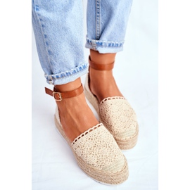 HAN Women's Espadrilles On Beige Palm Spring Linen Platform 2