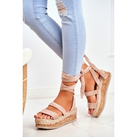 HAN Women's Sandals On The Platform Tied Beige La Favorite 2