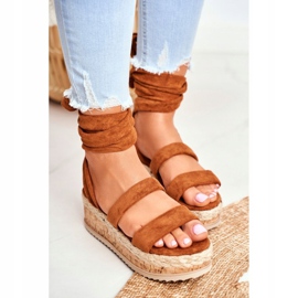 FS1 Women's Sandals On The Platform Tied Camel La Favorite brown 1