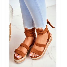 FS1 Women's Sandals On The Platform Tied Camel La Favorite brown 2