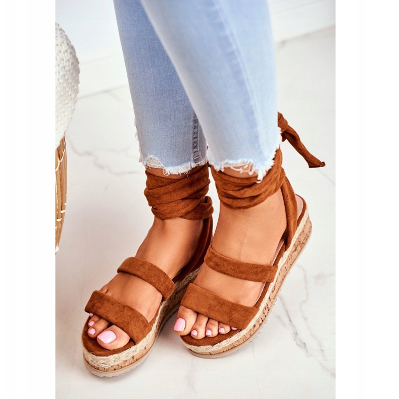FS1 Women's Sandals On The Platform Tied Camel La Favorite brown 2