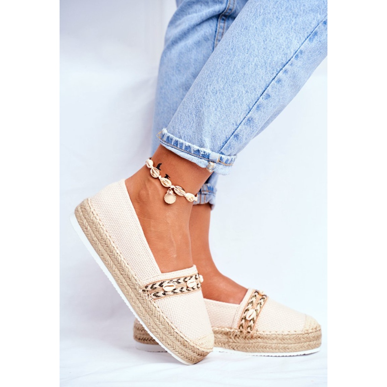 HAN Women's Espadrilles On A Beige Linen Platform Mindi 2