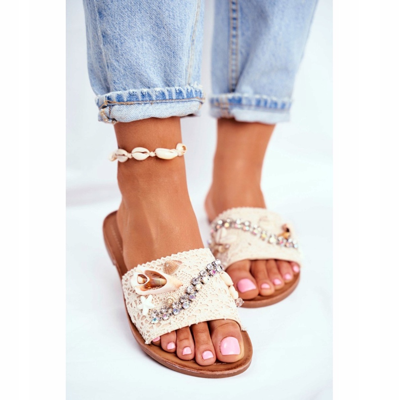 HAN Women's Beige Slippers With Shells Spain 2