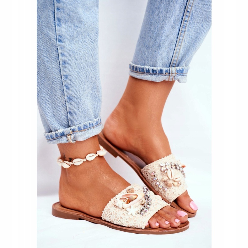 HAN Women's Beige Slippers With Shells Spain 1 HAN Women's Beige Slippers With Shells Spain 1