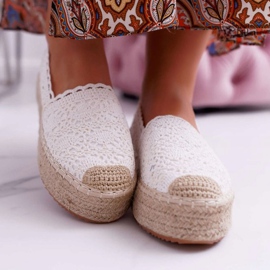 ADY Women's Espadrilles Lace White Desante Platform 2 ADY Women's Espadrilles Lace White Desante Platform 2