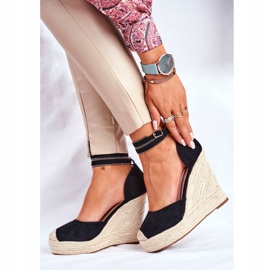 FB2 Women's Sandals On a Wedge Linen Black Canterola 2