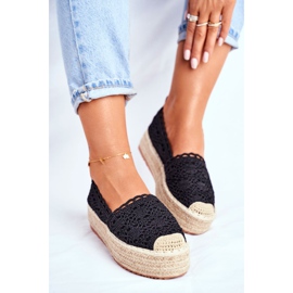 ADY Women's Espadrilles Lace Black Desante Platform 1