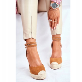 FB2 Women's Sandals On A Wedge Linen Camel Canterola brown 1