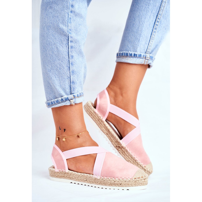 ADY Women's espadrilles with a cut-out Pink Motive 2 ADY Women's espadrilles with a cut-out Pink Motive 2