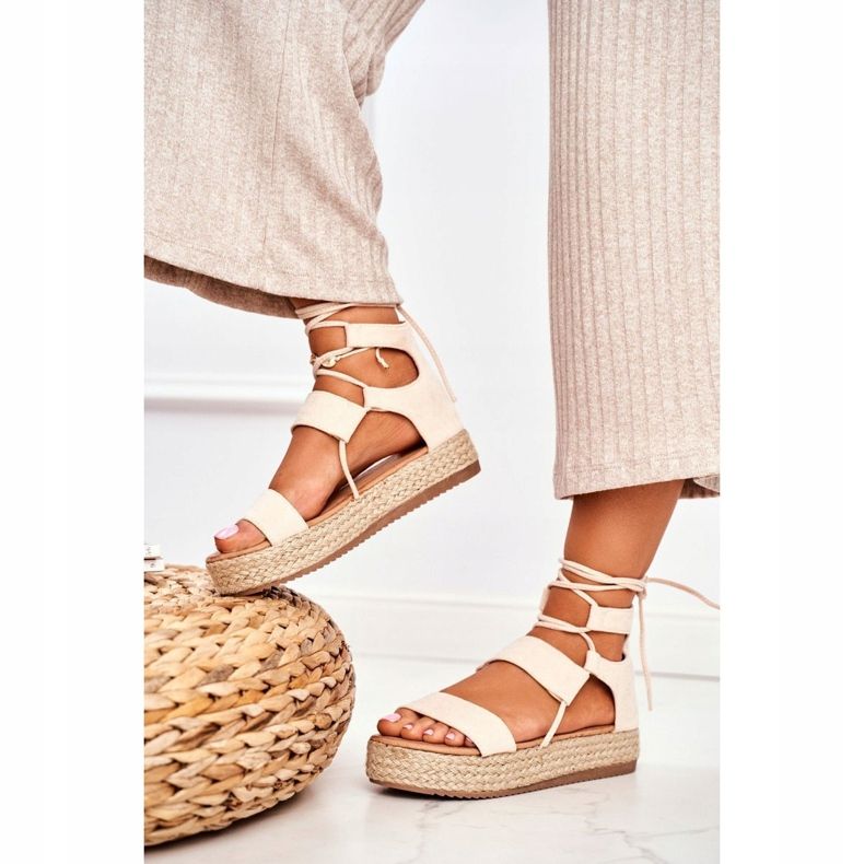 Women's Espadrilles On The Platform Tied Beige Fuerta 1
