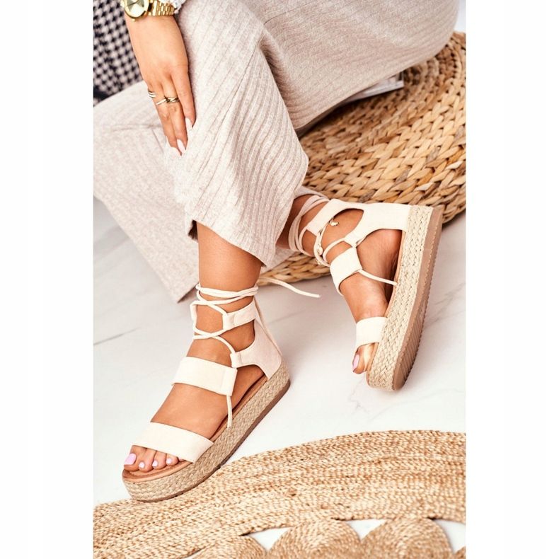 Women's Espadrilles On The Platform Tied Beige Fuerta 2