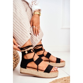 Women's Espadrilles On The Platform Tied Black Fuerta 1