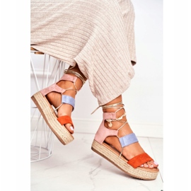Women's Espadrilles On The Platform Tied Orange Fuerta 1