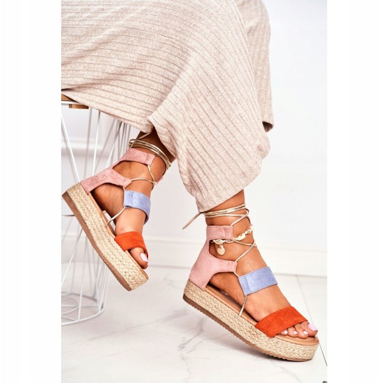 Women's Espadrilles On The Platform Tied Orange Fuerta 1