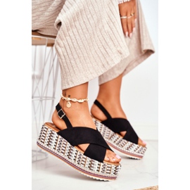 ADY Women's Sandals On the Wedge Espadrilles Black Sandy 2