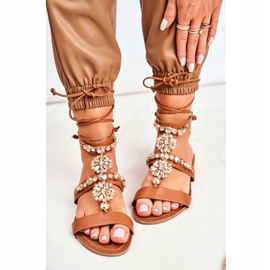 Women's Gladiator Sandals With Camel Hype Crystals brown 2
