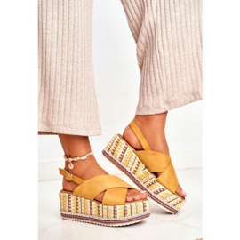 FW1 Women's Sandals On Wedge Espadrilles Yellow Sandy 1