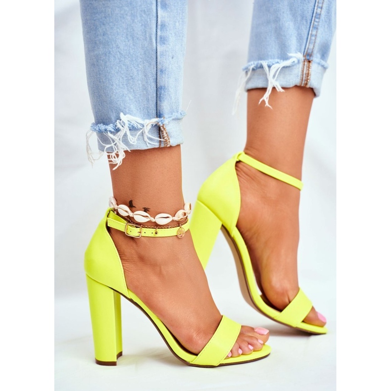 ADY Women's Sandals On A Heel Yellow Neon Anastasie 2 ADY Women's Sandals On A Heel Yellow Neon Anastasie 2