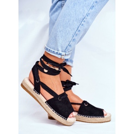 FRJ Women's Espadrilles On The Linen Platform Black Monacoz 2