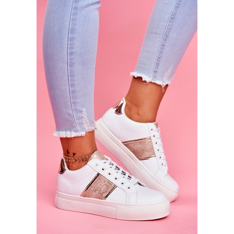 Women's Sport Shoes White And Gold Keep Going 1