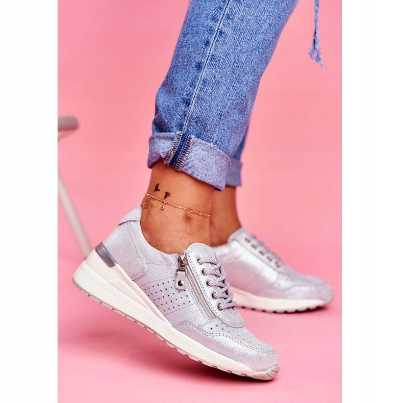 Vinceza Women's Sport Shoes Sneakers Leather Silver FT20-8675 Better Way grey 2