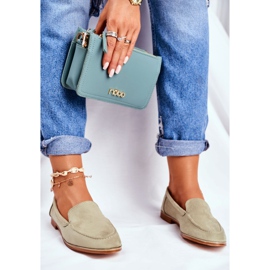 SEA Women's Brogues Slip On Suede Green Twinky 1