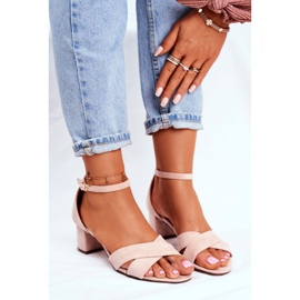 FW1 Beige Suede Sandals on a Nela Bar 1
