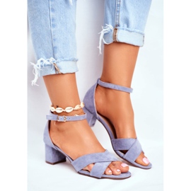 SEA Suede Sandals on a Bar Blue Nela 2