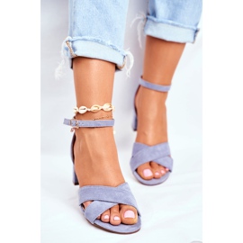 SEA Suede Sandals on a Bar Blue Nela 1