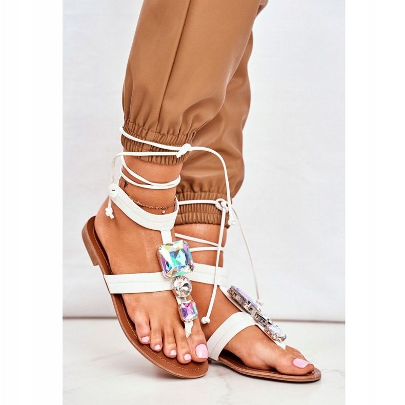 PS1 Women's Sandals Gladiator With Crystals White Volare 1 PS1 Women's Sandals Gladiator With Crystals White Volare 1