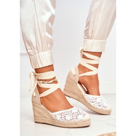 FRID Women's Sandals On Wedge Espadrilles Lace Vieno white 1