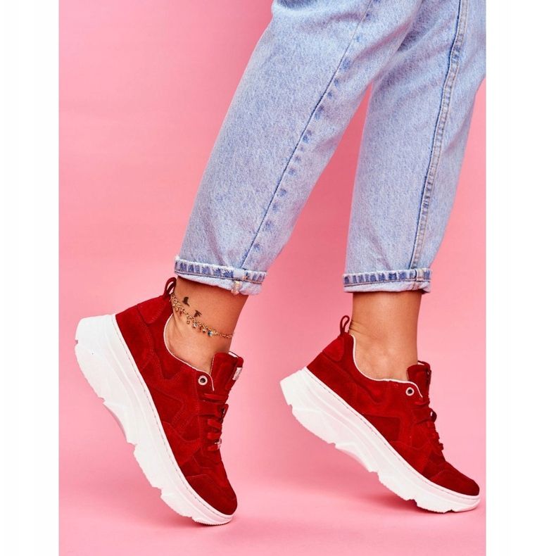 Women's Sport Leather Shoes GOE Red FF2N3017 1