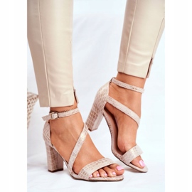 Women's Sandals On High Heel Sergio Leone Beige Scale SK870 1
