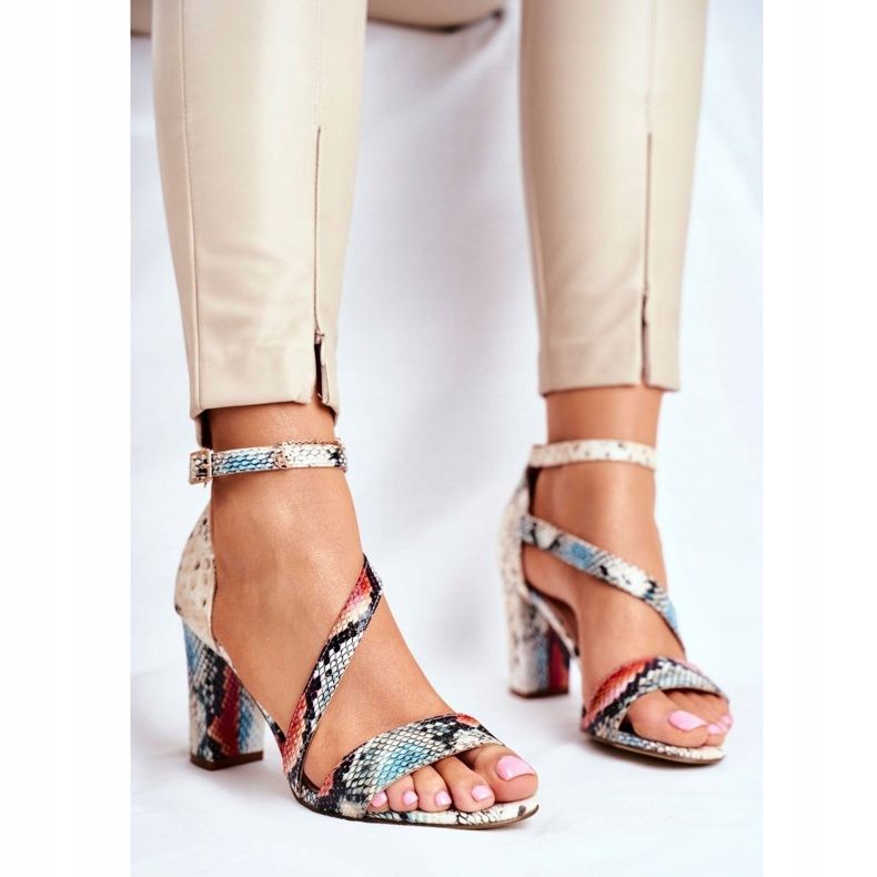 Women's Sandals On High Heel Sergio Leone Red Snake SK870 multicolored 1