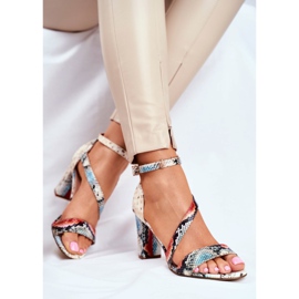 Women's Sandals On High Heel Sergio Leone Red Snake SK870 multicolored 2