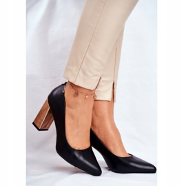 Women's Pumps On A Gold Heel Sergio Leone Black PB216 1