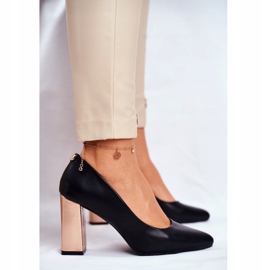 Women's Pumps On A Gold Heel Sergio Leone Black PB216 2