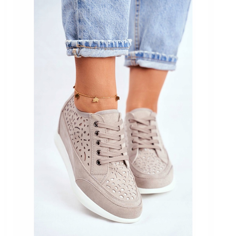 Women's Sneakers Sergio Leone Openwork Gray PB122 grey 2